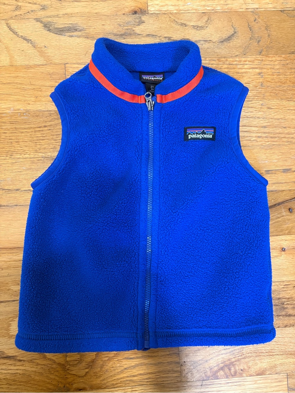 Patagonia Kids Royal Blue Fleece Vest with Red Trim